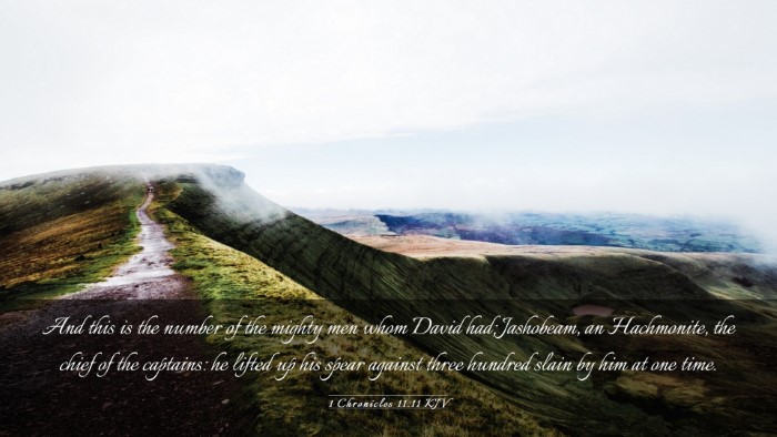Picture 03 - 1 Chronicles 11:11 KJV Desktop Wallpaper - And this is the number of the mighty men whom - Desktop Bible Verse Wallpaper