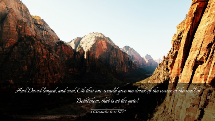 Picture 03 - 1 Chronicles 11:17 KJV Desktop Wallpaper - And David longed, and said, Oh that one would - Desktop Bible Verse Wallpaper