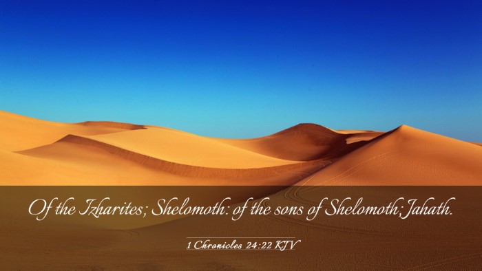 Picture 03 - 1 Chronicles 24:22 KJV Desktop Wallpaper - Of the Izharites; Shelomoth: of the sons of - Desktop Bible Verse Wallpaper