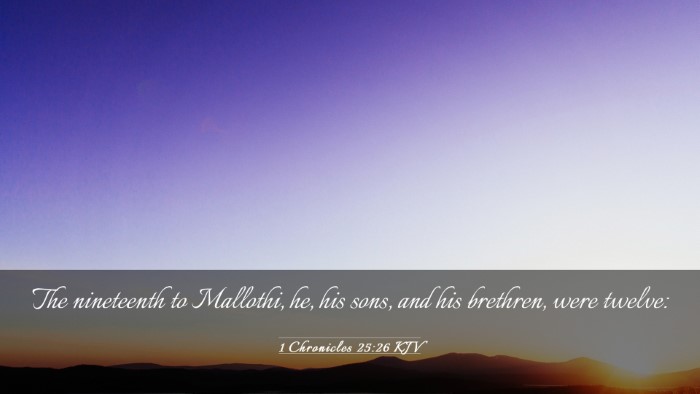 Picture 03 - 1 Chronicles 25:26 KJV Desktop Wallpaper - The nineteenth to Mallothi, he, his sons, and his - Desktop Bible Verse Wallpaper