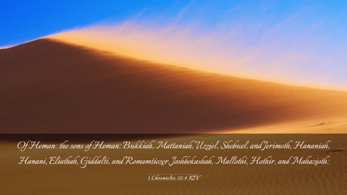 Picture 03 - 1 Chronicles 25:4 KJV Desktop Wallpaper - Of Heman: the sons of Heman: Bukkiah, Mattaniah, - Desktop Bible Verse Wallpaper