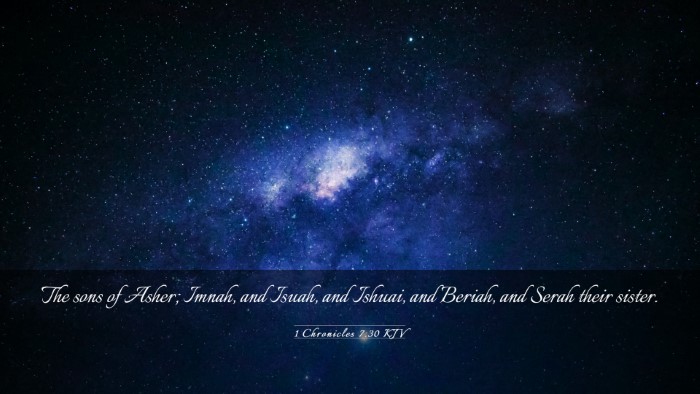 Picture 03 - 1 Chronicles 7:30 KJV Desktop Wallpaper - The sons of Asher; Imnah, and Isuah, and Ishuai, - Desktop Bible Verse Wallpaper