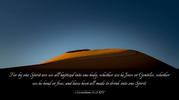 Picture 03 - 1 Corinthians 12:13 KJV Desktop Wallpaper - For by one Spirit are we all baptized into one - Desktop Bible Verse Wallpaper