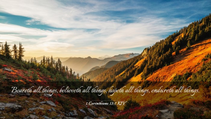 Picture 03 - 1 Corinthians 13:7 KJV Desktop Wallpaper - Beareth all things, believeth all things, hopeth - Desktop Bible Verse Wallpaper