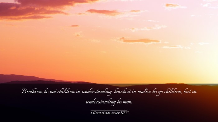 Picture 03 - 1 Corinthians 14:20 KJV Desktop Wallpaper - Brethren, be not children in understanding: - Desktop Bible Verse Wallpaper