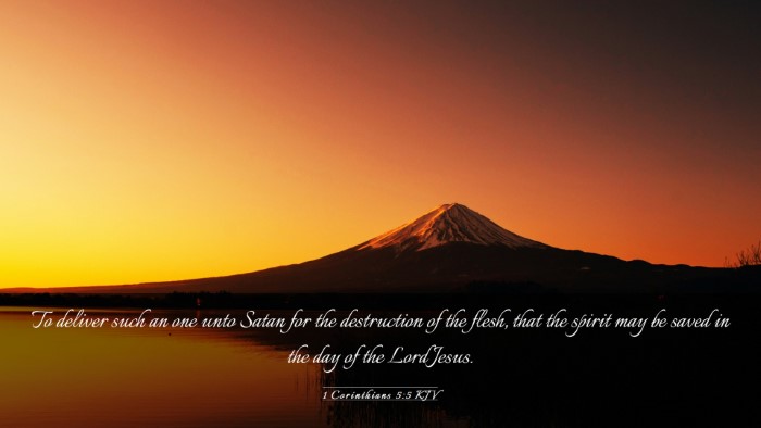 Picture 03 - 1 Corinthians 5:5 KJV Desktop Wallpaper - To deliver such an one unto Satan for the - Desktop Bible Verse Wallpaper