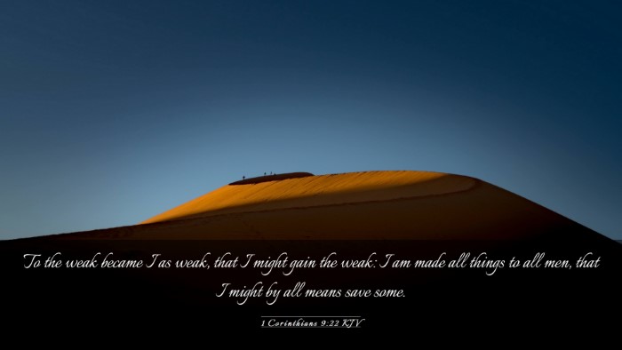 Picture 03 - 1 Corinthians 9:22 KJV Desktop Wallpaper - To the weak became I as weak, that I might gain - Desktop Bible Verse Wallpaper