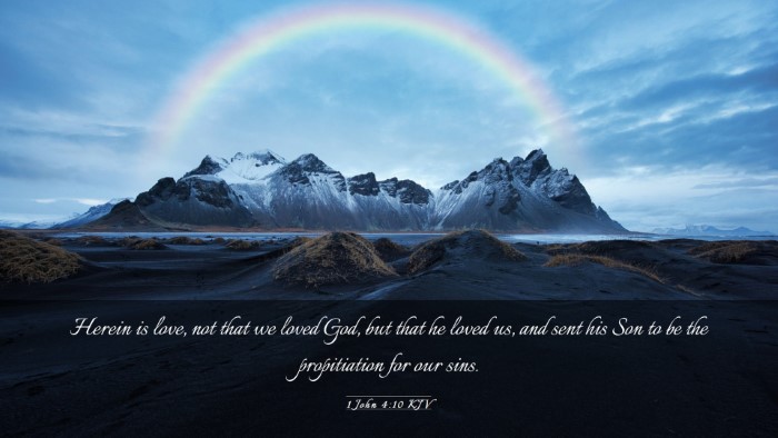 Picture 03 - 1 John 4:10 KJV Desktop Wallpaper - Herein is love, not that we loved God, but that - Desktop Bible Verse Wallpaper