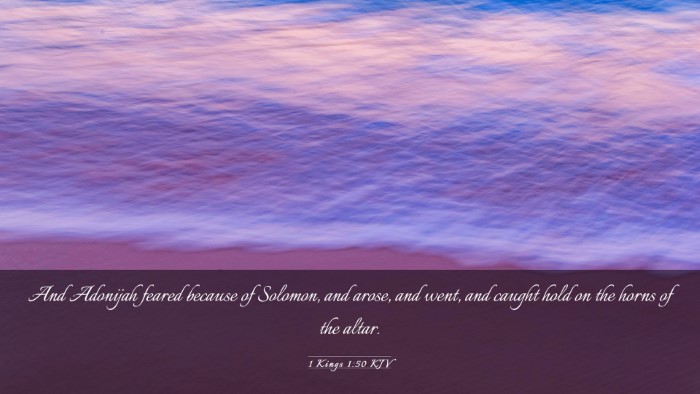 Picture 03 - 1 Kings 1:50 KJV Desktop Wallpaper - And Adonijah feared because of Solomon, and - Desktop Bible Verse Wallpaper