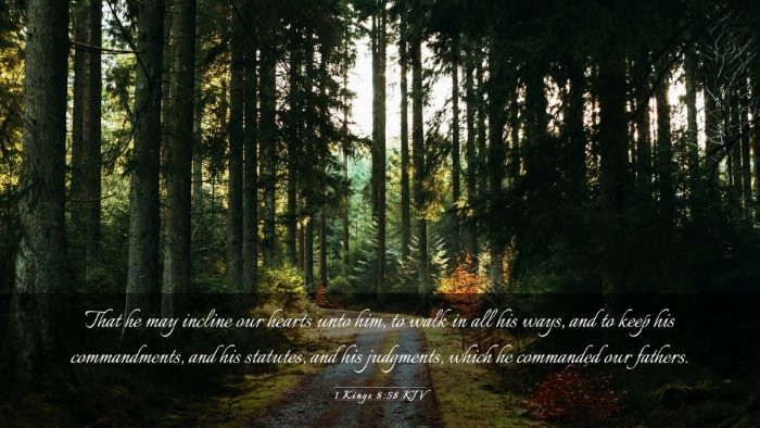 Picture 03 - 1 Kings 8:58 KJV Desktop Wallpaper - That he may incline our hearts unto him, to walk - Desktop Bible Verse Wallpaper