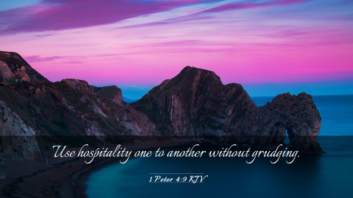 Picture 03 - 1 Peter 4:9 KJV Desktop Wallpaper - Use hospitality one to another without - Desktop Bible Verse Wallpaper