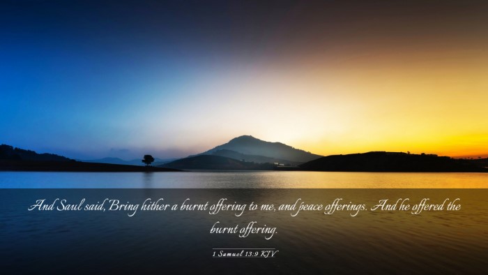 Picture 03 - 1 Samuel 13:9 KJV Desktop Wallpaper - And Saul said, Bring hither a burnt offering to - Desktop Bible Verse Wallpaper
