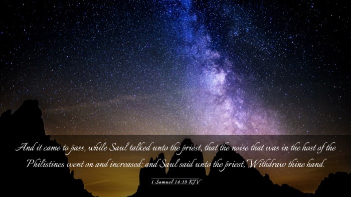 Picture 03 - 1 Samuel 14:19 KJV Desktop Wallpaper - And it came to pass, while Saul talked unto the - Desktop Bible Verse Wallpaper