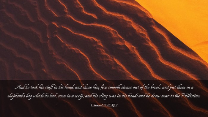Picture 03 - 1 Samuel 17:40 KJV Desktop Wallpaper - And he took his staff in his hand, and chose him - Desktop Bible Verse Wallpaper