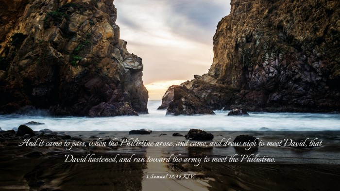 Picture 03 - 1 Samuel 17:48 KJV Desktop Wallpaper - And it came to pass, when the Philistine arose, - Desktop Bible Verse Wallpaper