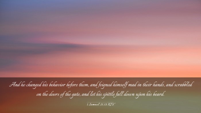 Picture 03 - 1 Samuel 21:13 KJV Desktop Wallpaper - And he changed his behavior before them, and - Desktop Bible Verse Wallpaper