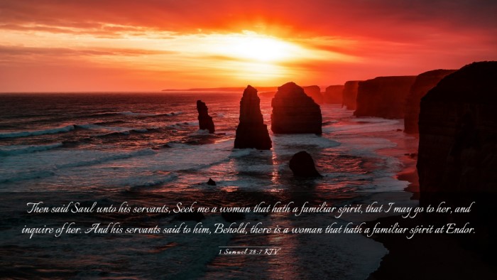 Picture 03 - 1 Samuel 28:7 KJV Desktop Wallpaper - Then said Saul unto his servants, Seek me a woman - Desktop Bible Verse Wallpaper