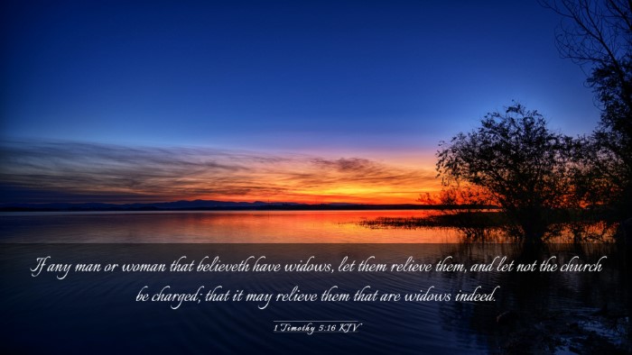 Picture 03 - 1 Timothy 5:16 KJV Desktop Wallpaper - If any man or woman that believeth have widows, - Desktop Bible Verse Wallpaper
