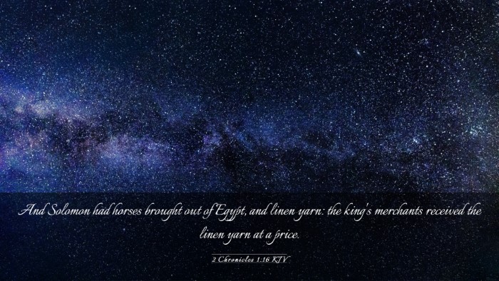 Picture 03 - 2 Chronicles 1:16 KJV Desktop Wallpaper - And Solomon had horses brought out of Egypt, and - Desktop Bible Verse Wallpaper