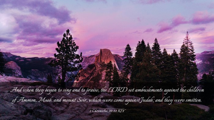 Picture 03 - 2 Chronicles 20:22 KJV Desktop Wallpaper - And when they began to sing and to praise, the - Desktop Bible Verse Wallpaper