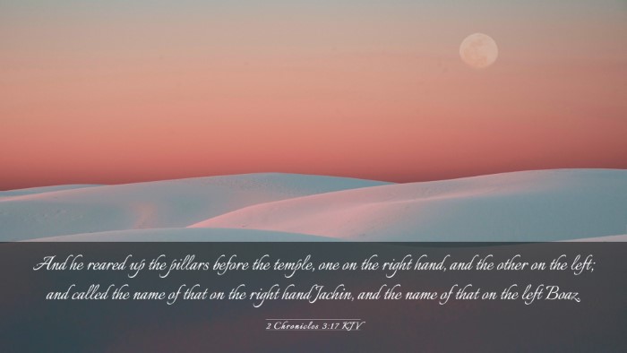 Picture 03 - 2 Chronicles 3:17 KJV Desktop Wallpaper - And he reared up the pillars before the temple, - Desktop Bible Verse Wallpaper