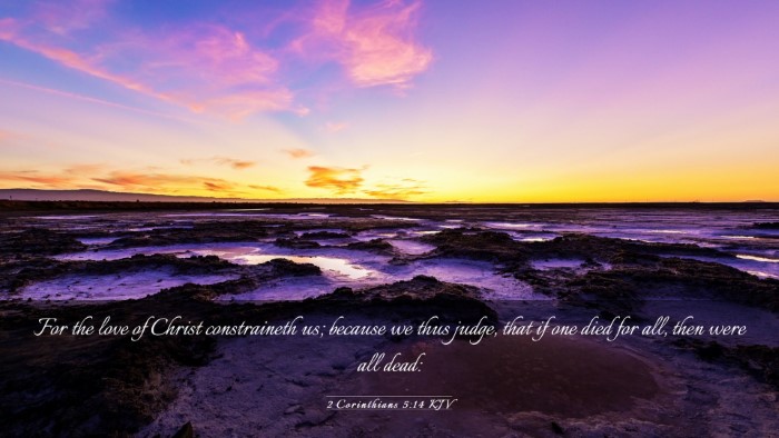 Picture 03 - 2 Corinthians 5:14 KJV Desktop Wallpaper - For the love of Christ constraineth us; because - Desktop Bible Verse Wallpaper