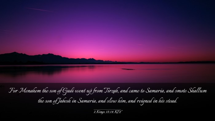 Picture 03 - 2 Kings 15:14 KJV Desktop Wallpaper - For Menahem the son of Gadi went up from Tirzah, - Desktop Bible Verse Wallpaper