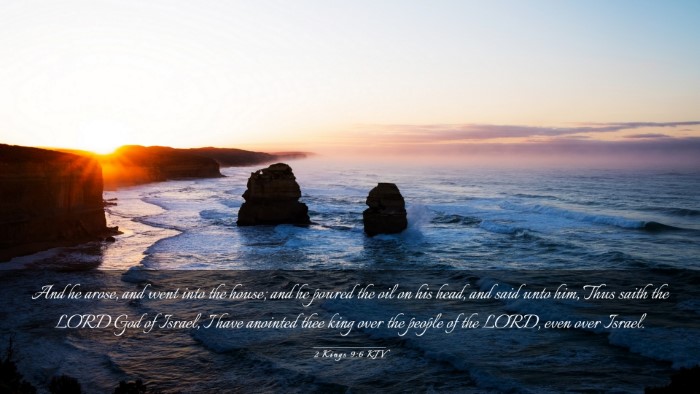 Picture 03 - 2 Kings 9:6 KJV Desktop Wallpaper - And he arose, and went into the house; and he - Desktop Bible Verse Wallpaper