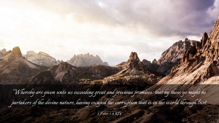 Picture 03 - 2 Peter 1:4 KJV Desktop Wallpaper - Whereby are given unto us exceeding great and - Desktop Bible Verse Wallpaper
