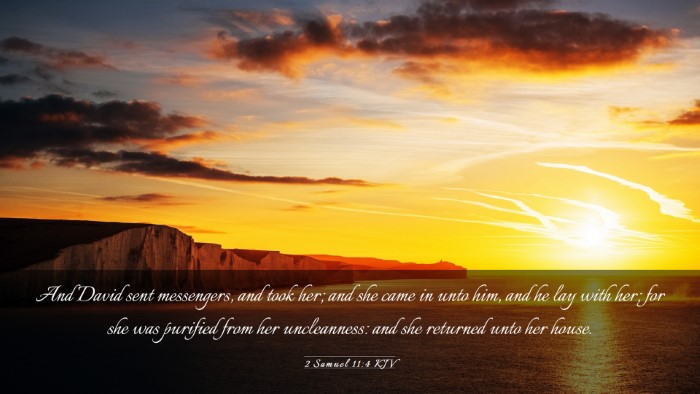 Picture 03 - 2 Samuel 11:4 KJV Desktop Wallpaper - And David sent messengers, and took her; and she - Desktop Bible Verse Wallpaper