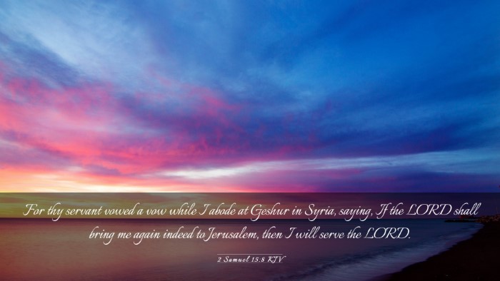 Picture 03 - 2 Samuel 15:8 KJV Desktop Wallpaper - For thy servant vowed a vow while I abode at - Desktop Bible Verse Wallpaper