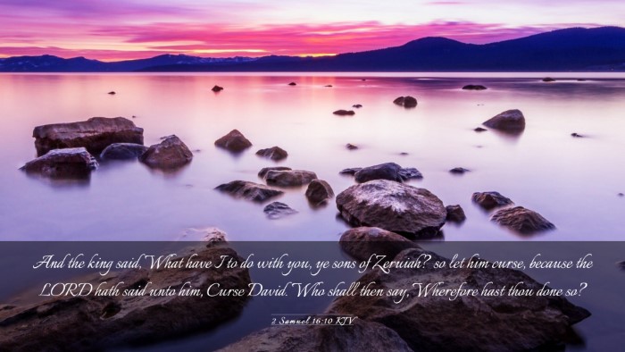 Picture 03 - 2 Samuel 16:10 KJV Desktop Wallpaper - And the king said, What have I to do with you, ye - Desktop Bible Verse Wallpaper
