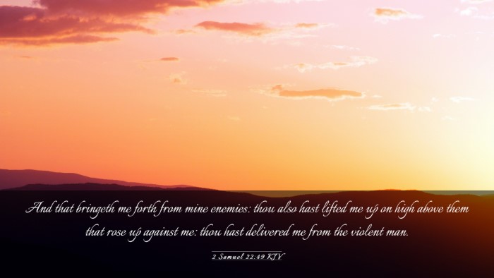 Picture 03 - 2 Samuel 22:49 KJV Desktop Wallpaper - And that bringeth me forth from mine enemies: - Desktop Bible Verse Wallpaper