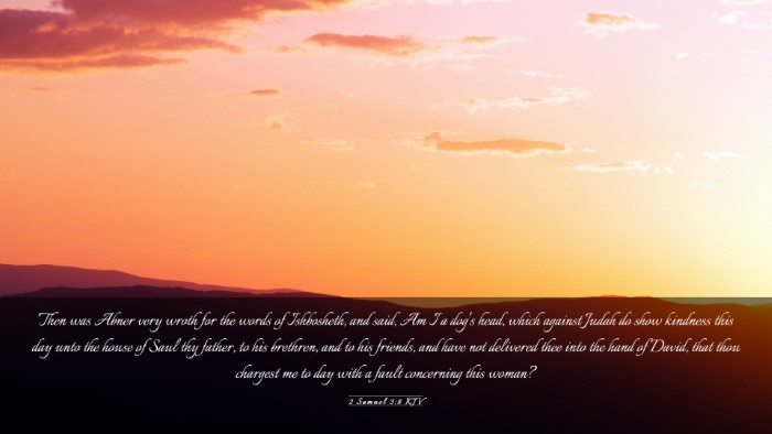 Picture 03 - 2 Samuel 3:8 KJV Desktop Wallpaper - Then was Abner very wroth for the words of - Desktop Bible Verse Wallpaper