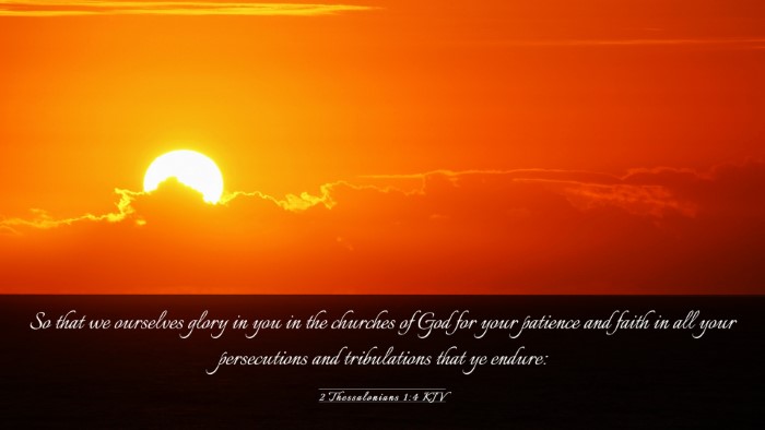 Picture 03 - 2 Thessalonians 1:4 KJV Desktop Wallpaper - So that we ourselves glory in you in the churches - Desktop Bible Verse Wallpaper