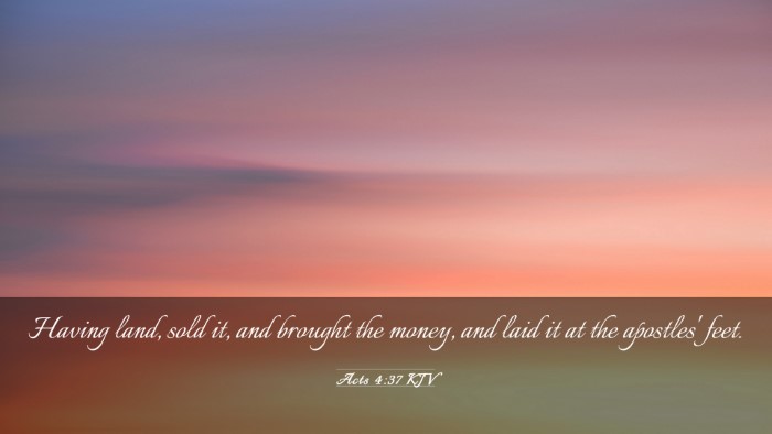 Picture 03 - Acts 4:37 KJV Desktop Wallpaper - Having land, sold it, and brought the money, and - Desktop Bible Verse Wallpaper