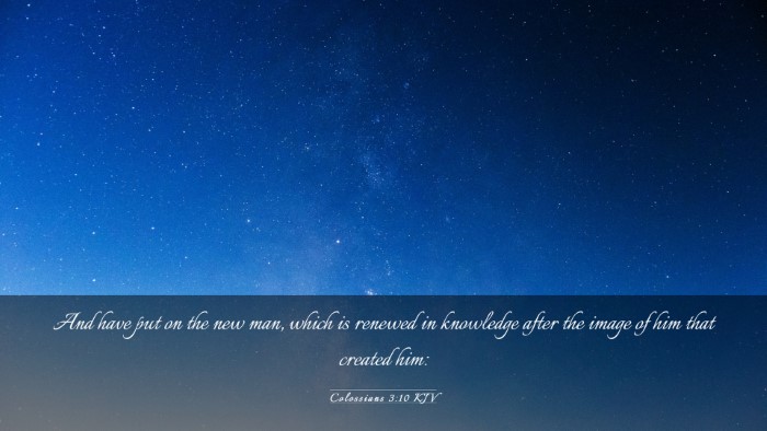 Picture 03 - Colossians 3:10 KJV Desktop Wallpaper - And have put on the new man, which is renewed in - Desktop Bible Verse Wallpaper