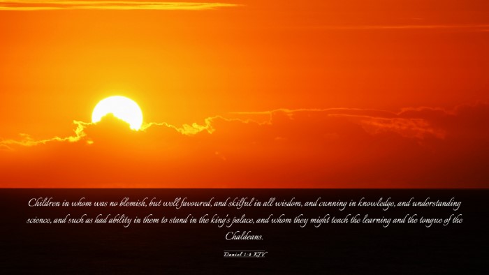 Picture 03 - Daniel 1:4 KJV Desktop Wallpaper - Children in whom was no blemish, but well - Desktop Bible Verse Wallpaper