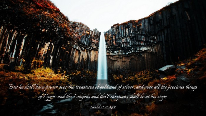 Picture 03 - Daniel 11:43 KJV Desktop Wallpaper - But he shall have power over the treasures of - Desktop Bible Verse Wallpaper