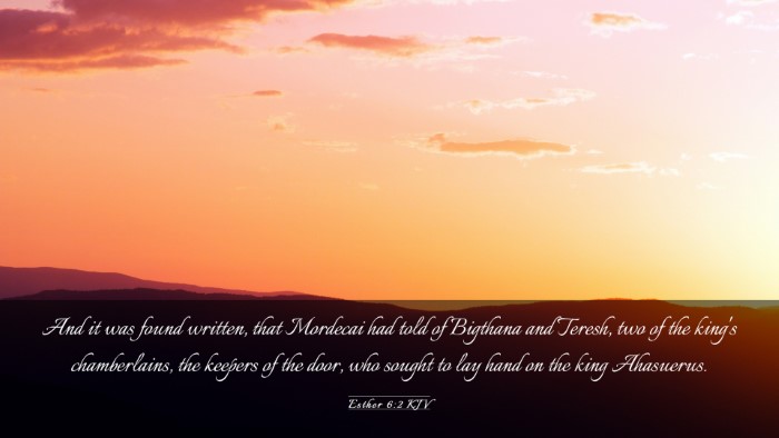 Picture 03 - Esther 6:2 KJV Desktop Wallpaper - And it was found written, that Mordecai had told - Desktop Bible Verse Wallpaper