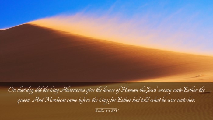 Picture 03 - Esther 8:1 KJV Desktop Wallpaper - On that day did the king Ahasuerus give the house - Desktop Bible Verse Wallpaper