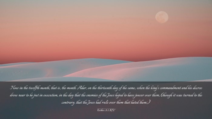 Picture 03 - Esther 9:1 KJV Desktop Wallpaper - Now in the twelfth month, that is, the month - Desktop Bible Verse Wallpaper