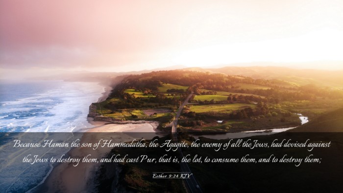 Picture 03 - Esther 9:24 KJV Desktop Wallpaper - Because Haman the son of Hammedatha, the Agagite, - Desktop Bible Verse Wallpaper