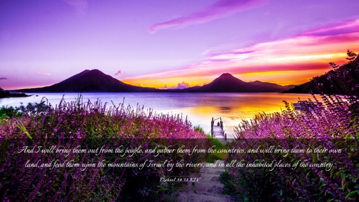 Picture 03 - Ezekiel 34:13 KJV Desktop Wallpaper - And I will bring them out from the people, and - Desktop Bible Verse Wallpaper
