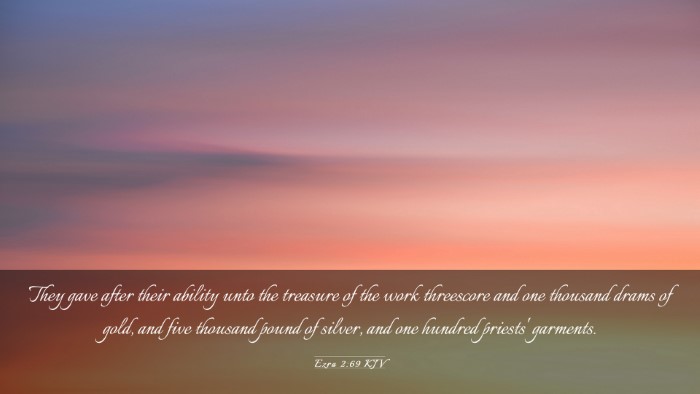 Picture 03 - Ezra 2:69 KJV Desktop Wallpaper - They gave after their ability unto the treasure - Desktop Bible Verse Wallpaper