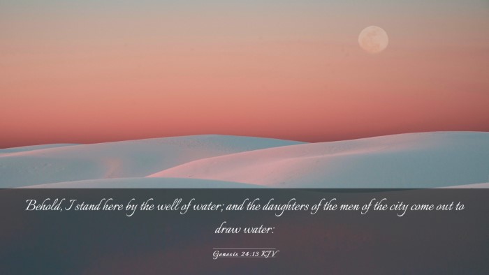 Picture 03 - Genesis 24:13 KJV Desktop Wallpaper - Behold, I stand here by the well of water; and - Desktop Bible Verse Wallpaper