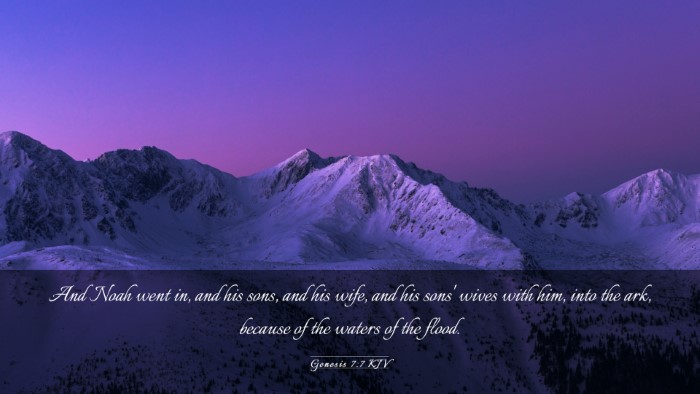 Picture 03 - Genesis 7:7 KJV Desktop Wallpaper - And Noah went in, and his sons, and his wife, and - Desktop Bible Verse Wallpaper