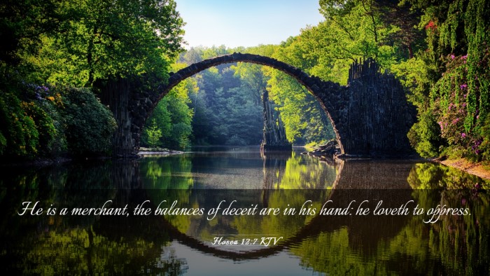 Picture 03 - Hosea 12:7 KJV Desktop Wallpaper - He is a merchant, the balances of deceit are in - Desktop Bible Verse Wallpaper