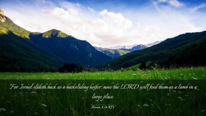 Picture 03 - Hosea 4:16 KJV Desktop Wallpaper - For Israel slideth back as a backsliding heifer: - Desktop Bible Verse Wallpaper