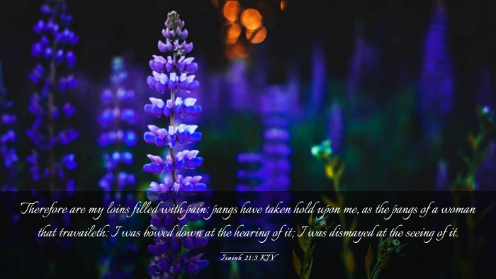 Picture 03 - Isaiah 21:3 KJV Desktop Wallpaper - Therefore are my loins filled with pain: pangs - Desktop Bible Verse Wallpaper
